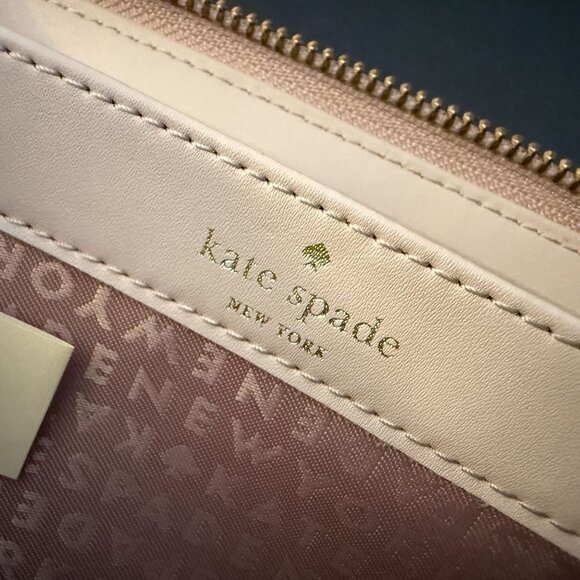 Kate Spade Penn Place Embossed Neda Leather Zip Around Wallet Cream Money Holder - Picture 10 of 13